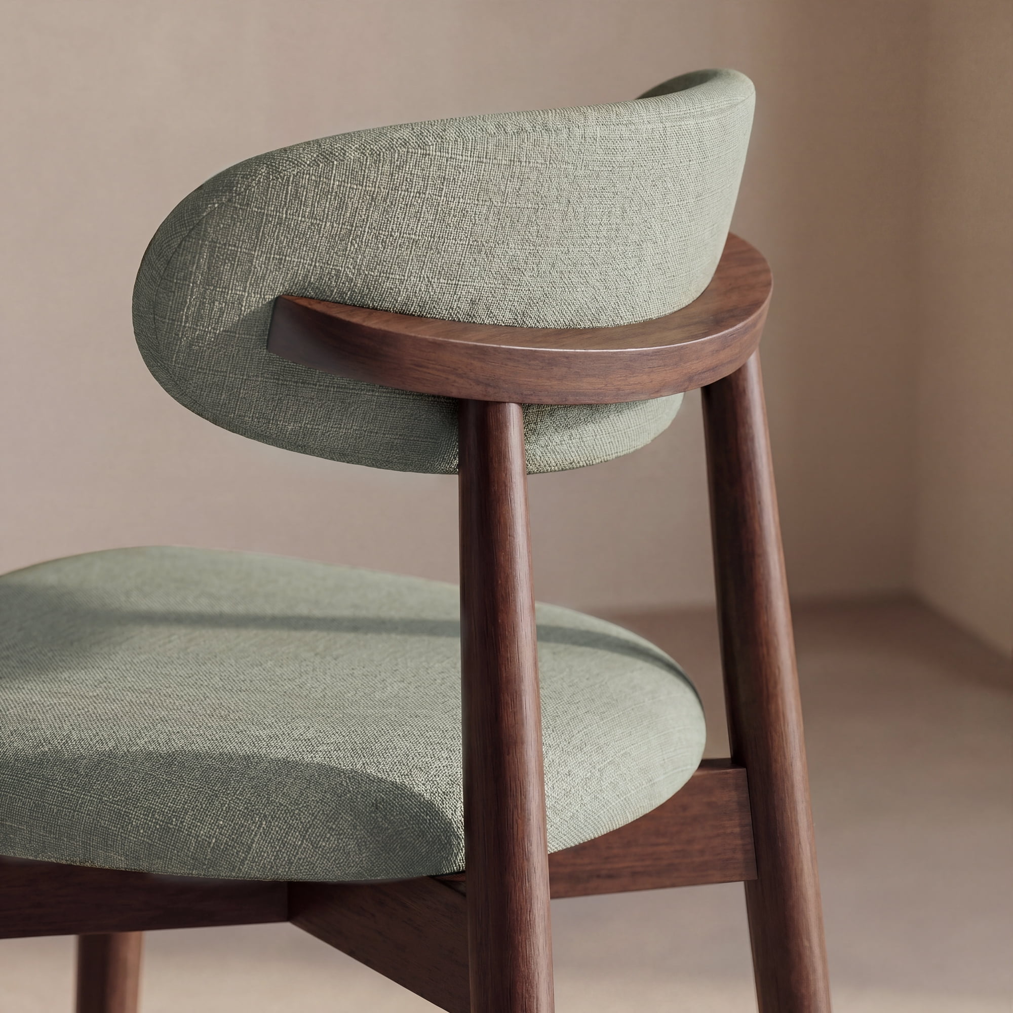 Set of 4 Upholstered Modern Dining Chair, Wooden Kitchen Side Chair for Dining Room and Café, Green