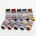 thumbnail image 3 of Lmnyox Women's Winter Vintage Socks 5 Pairs Thick Warm Print Crew Socks Soft Comfy Knit Socks for Women, 3 of 7