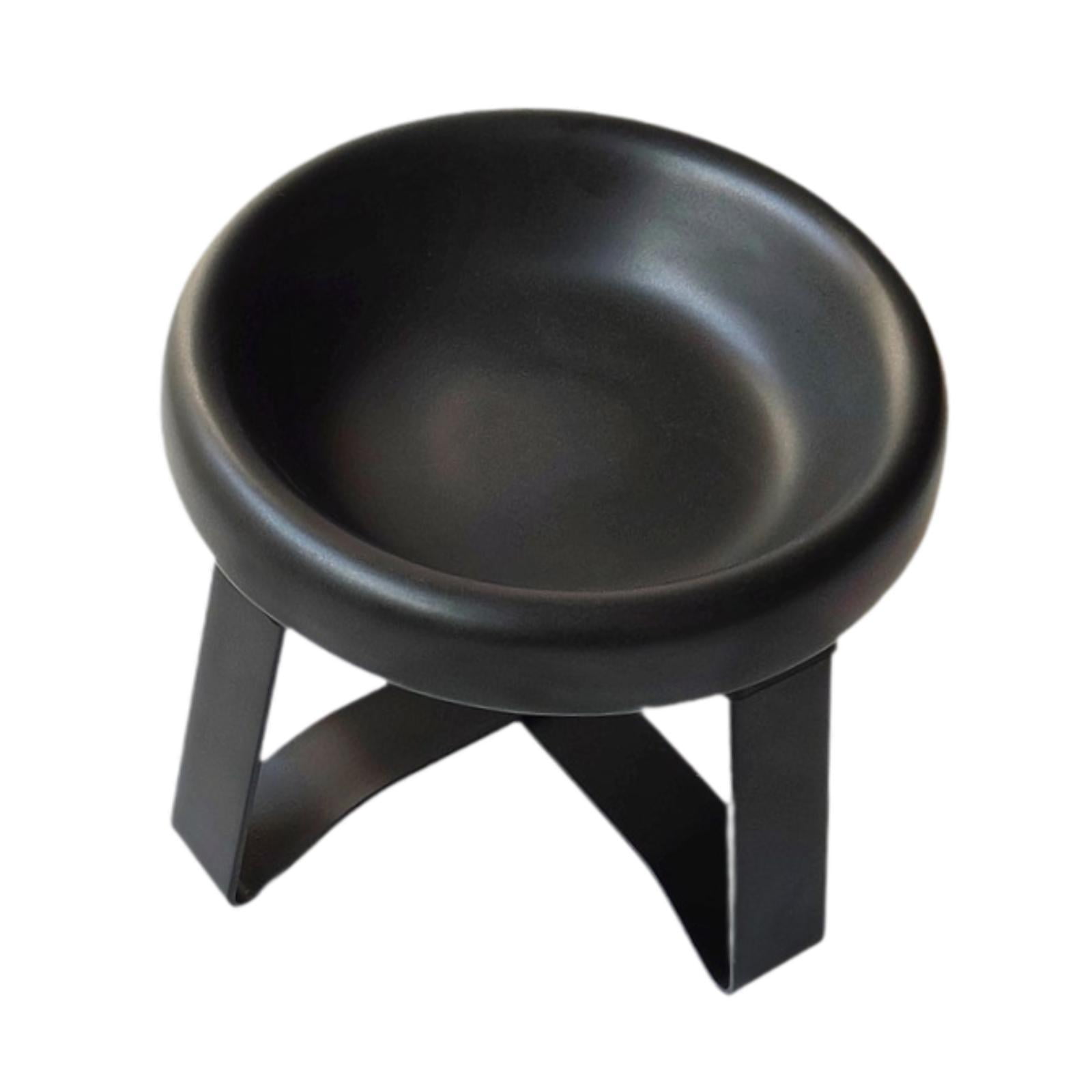 Serenable Cat Bowl Cat Food Dish with Metal Stand, Water Dispenser, Prevents Spills, Ceramic Pet Bowl for Small and Medium Breeds Puppy Black