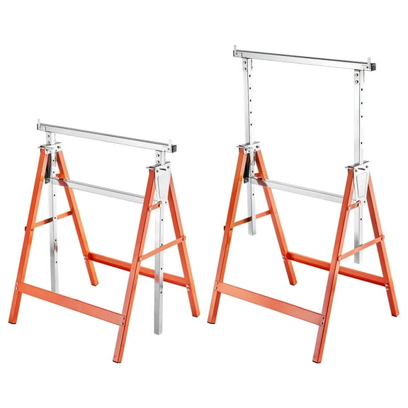 KFFKFF Folding Saw Horses, Set of 2, 440 lbs Capacity, Adjustable Height with Non-Slip Feet, Heavy-Duty Design for Woodworking, Carpentry, and Contractors