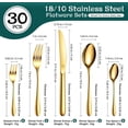 thumbnail image 3 of vancasso 30 Piece Silverware Sets , Stainless Steel Knife and Fork for 5，Gold Round handle, 3 of 9