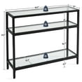thumbnail image 4 of Alden Design  3-layer Modern Tempered Glass Console Table with Shelves for Living Room, Black, 4 of 8