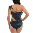 thumbnail image 5 of Picia Sunset Ocean Whale Pattern Women's One Piece Swimsuits,One Shoulder Swimwear Asymmetric ,Ruffle Monokinis Bathing Suits,High Waisted Flattering Bathing Suits-X-Large, 5 of 8
