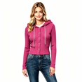 thumbnail image 2 of Women's Button Front Ribbed Knit Hooded Cardigan, Drawstring Long Sleeve Casual Lightweight Sweater for Women, Sizes S-2XL, 2 of 4