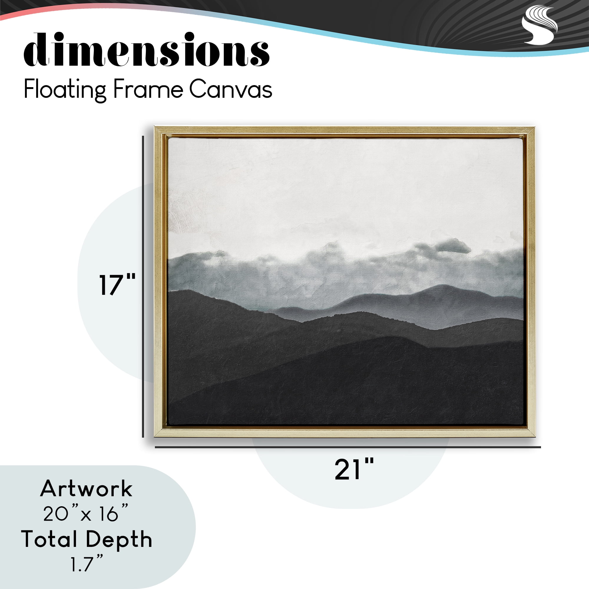 Stupell Industries Layered Foggy Hills Gold Framed Floater Canvas Wall Art, design by Elizabeth Medley