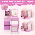 thumbnail image 4 of Patiojoy Kids Vanity Set Princess Dressing Table & Chair with Mirror 2-Color LED Lights Pink, 4 of 9