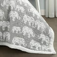 thumbnail image 3 of Lush Decor Elephant Parade Animal Print Sherpa Reverse Blanket/Coverlet, Full/Queen, Soft Gray, Single, 3 of 5
