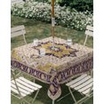 thumbnail image 2 of Square Outdoor Tablecloth with Umbrella Hole Bohemia Outside Table Cloth Waterproof Patio Table Cover Vintage Aztec Ethnic Tribal Style Yellow Zipper Tablecloths for Picnic Party Camping 60x60 Inch, 2 of 8