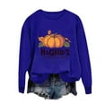 thumbnail image 2 of Olyvenn Thanksgiving Sweatshirts for Women 2025 Fall Funny Pumpkin Print Tops Oversized Casual Long Sleeve Shirt Gifts Blue XS, 2 of 3