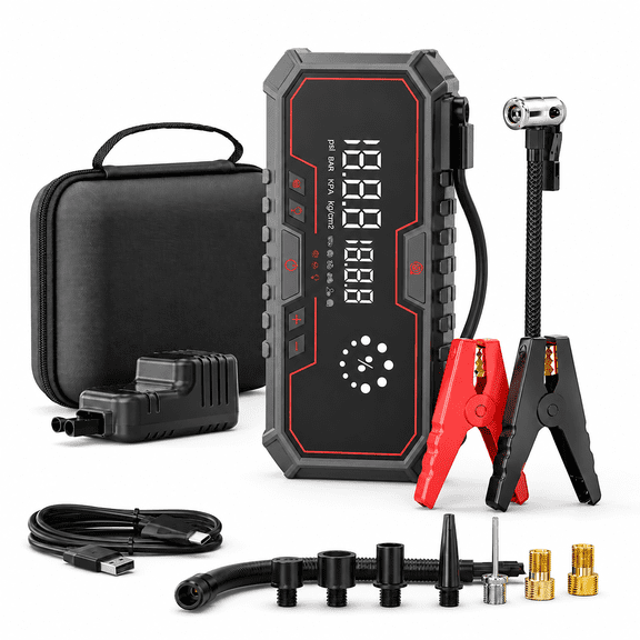Hironpal Jump Starter with Air Compressor,160PSI,12V 12000A Peak Car Jump Starter,All Gas &12.0L Diesel,LED Display