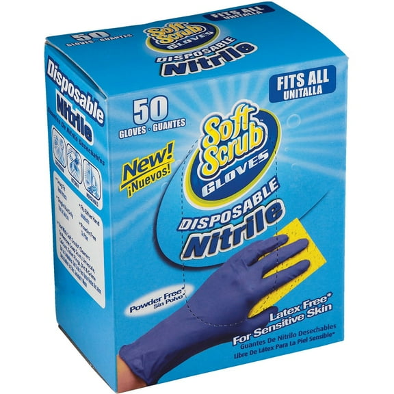 Soft Scrub Nitrile Disposable Glove - Latex-Free, One Size - 50 Pack