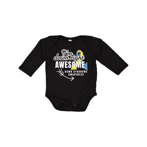 Inktastic Im Down Right Awesome Down Syndrome Awareness with Arrow Boys or Girls Long Sleeve Baby Bodysuit