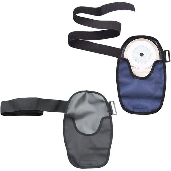 2PCS Waterproof Ostomy Bag Covers Adjustable Universal Stoma Pouch Cover Ostomy Supplies for ileostomy (Black Blue)