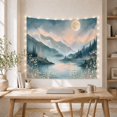 thumbnail image 5 of Mountain Lake Scene in Moonlit Night, Dreamy Watercolor for Nature Lovers, Serene Landscape Art Decor, Housewarming Gift, Tapestry Wall Hanging for Bedroom and Living Room, 5 of 7