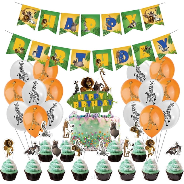 Kit de globos Madagascar Kids de 30 globos de látex con pancarta