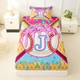 thumbnail image 3 of Erosebridal Boys J Personalized Initial Sport Baseball Twin Sheet Sets 3pcs,Ice Cream Drip Dessert Bedding For Kids Teens, 3 of 5