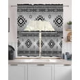 thumbnail image 2 of Gray Aztec Kitchen Curtains Swag Valance and Tier Curtains Set 36 Inch Length, Bohemian Southwest Country Ethnic Art Rod Pocket Drape Panels Pair Swag Curtain for Bathroom/Cafe/Window, 2 of 6
