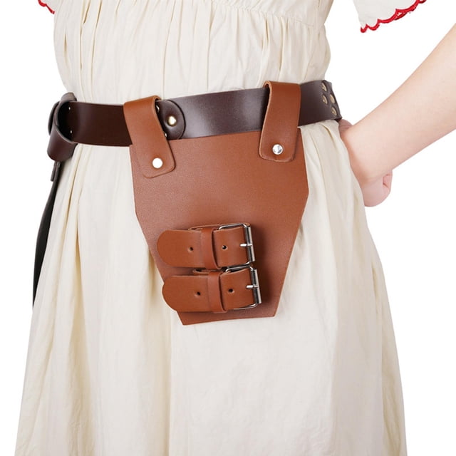 Disfraz Medieval de rana de cuero LARP, accesorio vikingo, estoque, cinturón de caballero, soporte para cuchilla, pirata asesino para adulto Marrón2