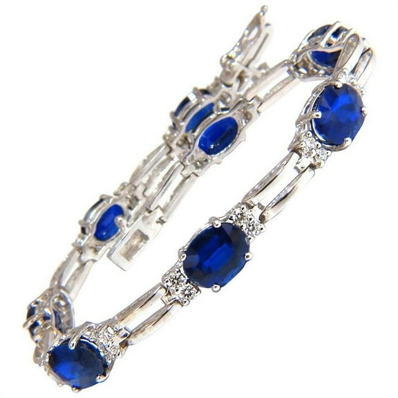 13.36ct natural blue kyanite diamonds tennis bracelet 14kt