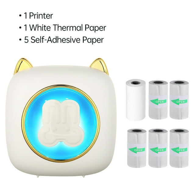 Label printer,Printer Bt 203dpi 1 Roll Thermal Journal Receipt Paper Thermal Printer Bt Roll Thermal Paper Handcraft List Notes Sticker With 1 Notes Journal Receipt Printer Portable Thermal Adhesive