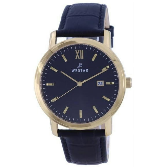 Westar 50244GPN103 Black Dial Gold Tone Stainless Steel Quartz Men Watch, Black
