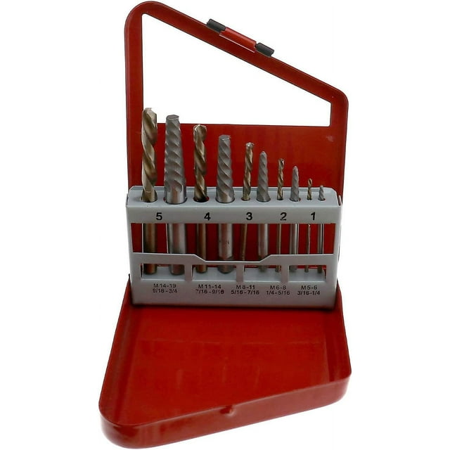 10pcs Hss Screw Extractor Kit Cobalt Left Hand Drill Bit Broken Bolts Extractor Tool With Metal Case