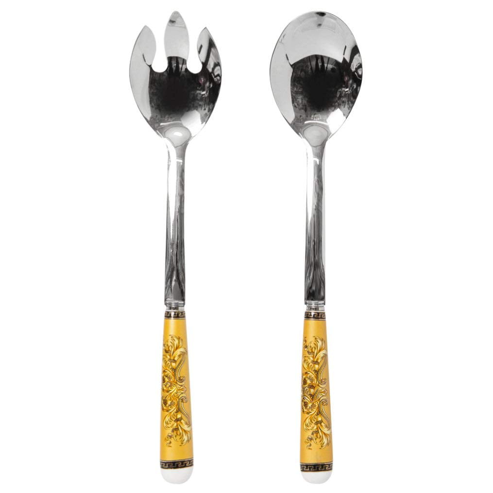Italian Collection 'Greek Key' 6-Pc White Demi Dessert Flatware Spoons Set 