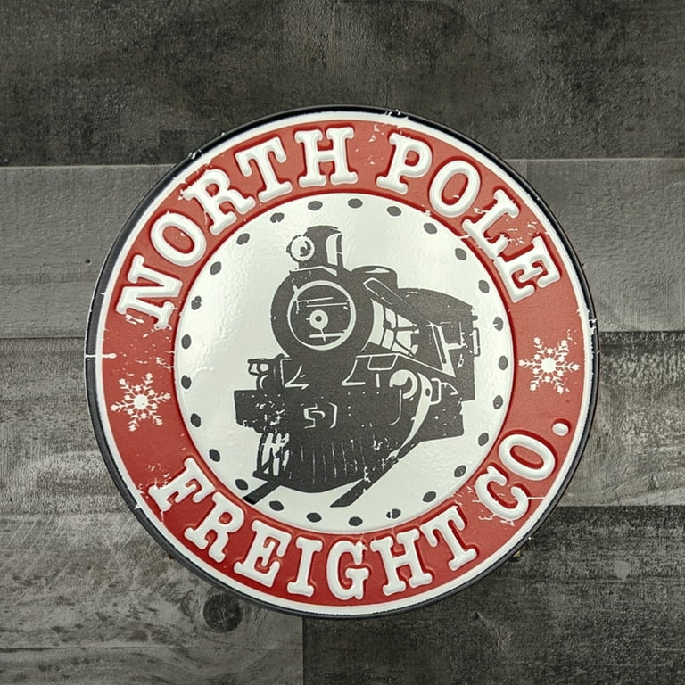 Metal North Pole Freight Co Train Sign Indoor Tin Wall Art Christmas Home Decor Metal North Pole Freight Co Train Sign Indoor Tin Wall Art Christmas Home Decor