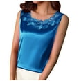 thumbnail image 1 of Timegard Débardeurs Grande Taille pour Femmes Dentelle Mode Col Rond Sans Manches Chemises Couleur Unie Hauts Confortables, 1 of 5