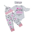 thumbnail image 1 of 4PCS Infant Newborn Baby Girls Romper+Pants Miracles Happen Clothes Outfits 0-24M, 1 of 4