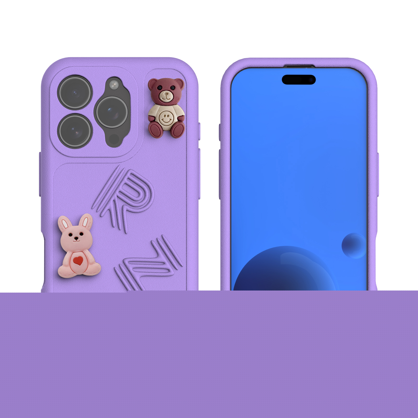 Case for iPhone 15 Pro Max, Cute 3D Cartoon Phone Case Fashion Cool Funny Design Soft Flexible TPU Protective Case, Women Girls Kids Skin-Feel Silicone Cover for iPhone 15 Pro Max, Purple