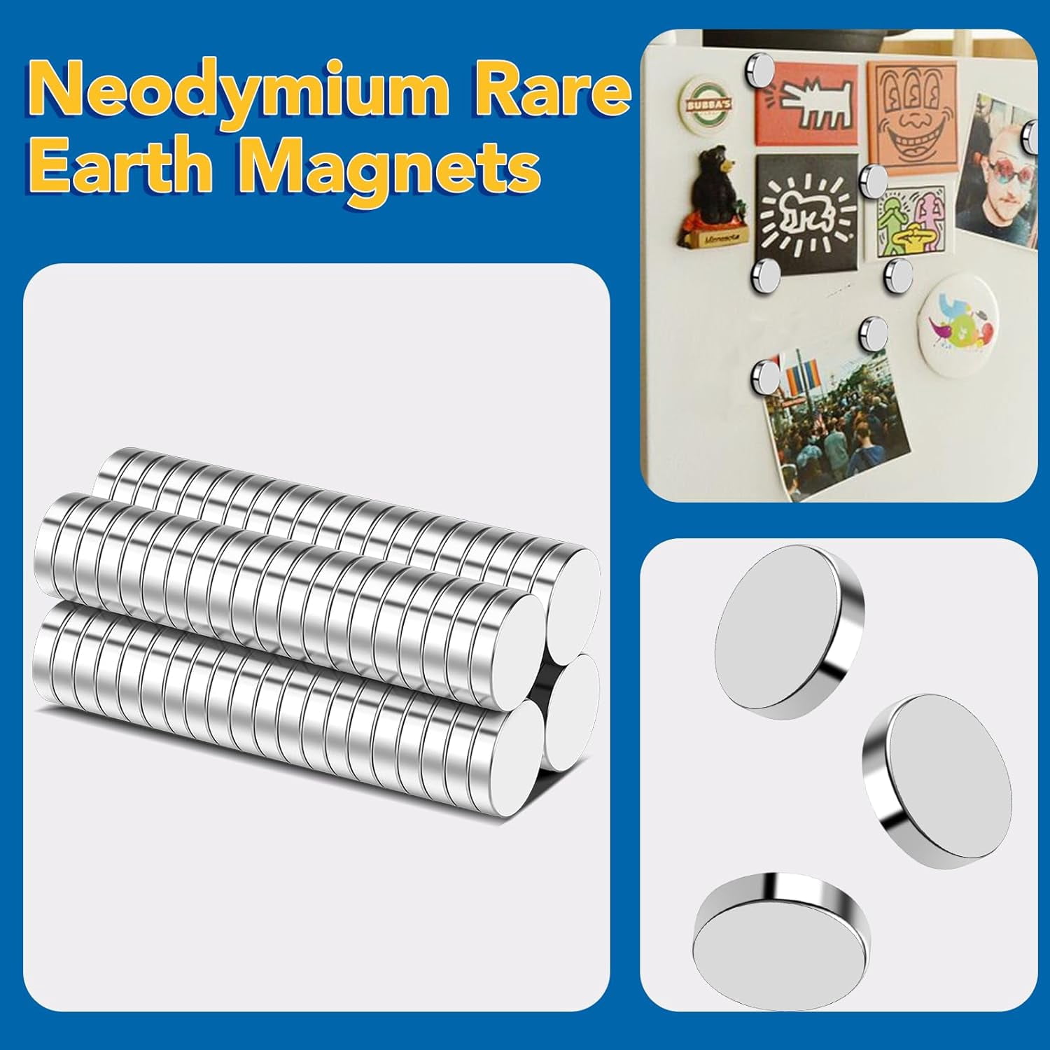 AllWays Plaza Fridge Magnets, Refrigerator Magnet, Small Strong Magnets, Neodymium Magnet for Crafts, DIY, Fridge, Miniatures, Whiteboard, Office, Kitchen, Dry Erase Board - 80 PCS