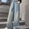 thumbnail image 5 of Glisme Toddler Girls Trousers Solid Color With Pockets Autumn Casual Girls Denim Pants Size 4-5 Years, 5 of 9