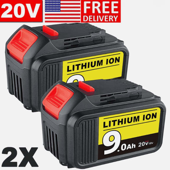 2Pack 9.0AH Replacement for Battery 20V 20Volt Max Lithium Battery DCB206-2 DCB205  US