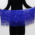 thumbnail image 5 of IQOGKRN Women's Sequin Tassel Skirt Sparkly Fringe Skirt for Women Glitter Festival Party Skirts Blue One Size, 5 of 5
