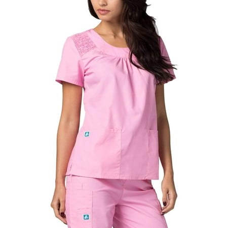 - Adar Universal Scoop Neck Smocked Top - 627 - Sherbet - L