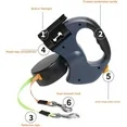 Retractable Dog Leash, 2 Dog Automatic Retractable Traction Rope Pet Walking Leash with LED Flash Light Poop Bag Dispenser for Medium Small Dogs(Black)