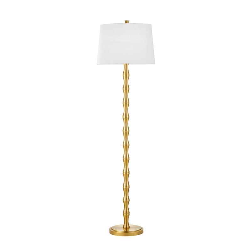 KYRID 61'' Antique Gold Floor Lamp with White Drum Shade Modern Metal