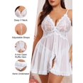 thumbnail image 4 of LapaPlus Plus Size Lingerie Sets for Womens XL-5XL Lace Sheer Slit Hem Babydoll Chemise Nightdress with Panty, 4 of 5