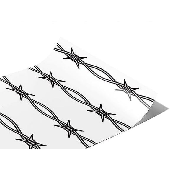 Rwraps Barbed Wire Outlined Ross Gloss Vinyl Film Wrap 59in x 5ft Vinyl Vehicle Car Film Sheet Roll