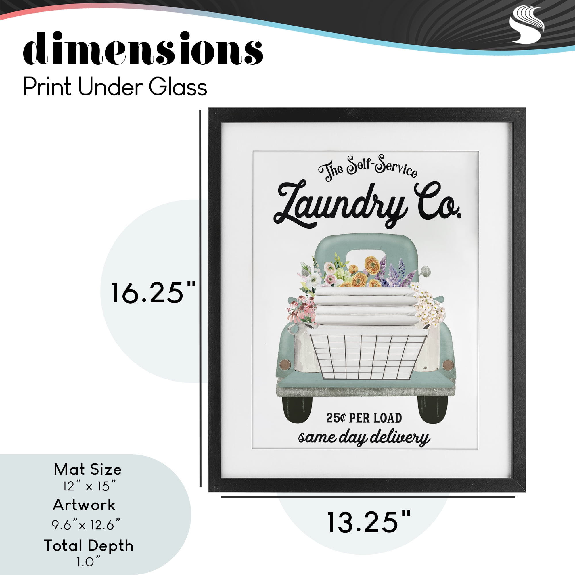 Laundry Delivery Truck Black Framed Print Under Glass, design by Lettered and Lined