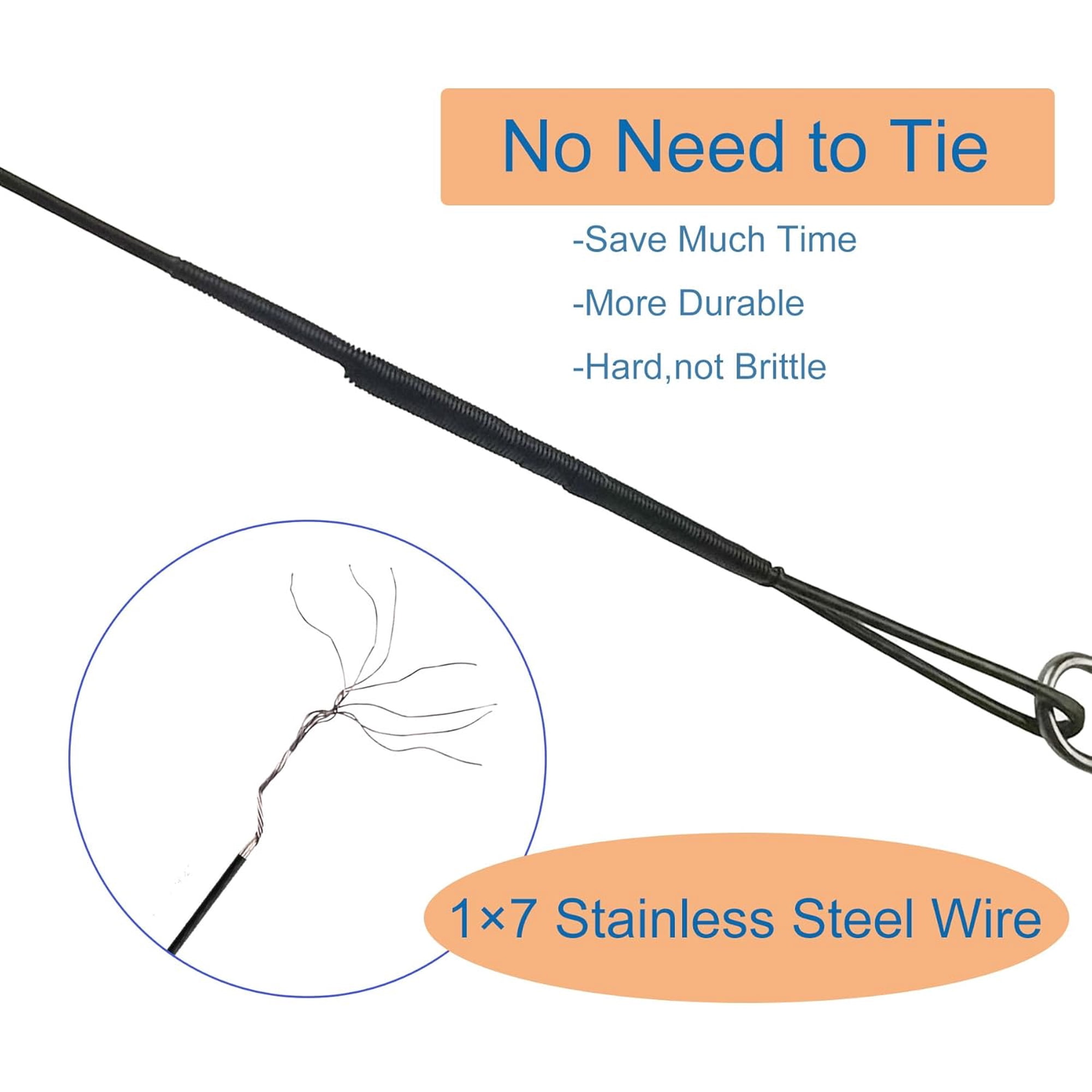 Wire Rigs Extended Fishing Leaders 50 Piece Stainless Steel - Nylon Coated Wire Rigs With ...