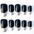 thumbnail image 4 of 24Pcs Black & Silver Pattern Decoration Artificial False Fake Nail Art Tip & Glue, 4 of 5
