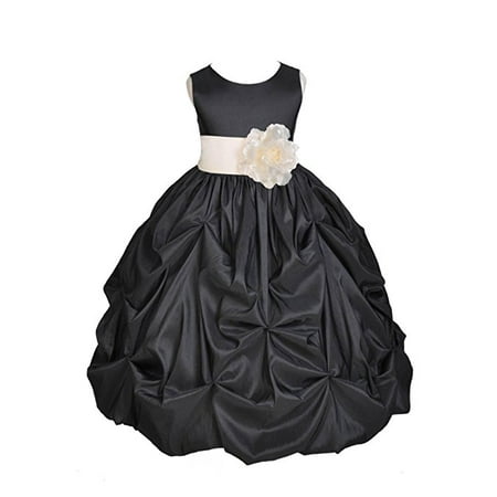 - Ekidsbridal Black Satin Taffeta Pick-Up Bubble Flower Girl Dress Birthday Girl Dress Princess Dresses Ballroom Gown Special Occasion Dresses Easter Summer Dresses Pageant Gown Daily Dresses 301S