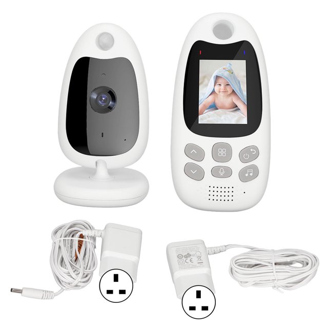 Monitor de bebé con pantalla de 2 pulgadas, inalámbrico, portátil, de largo alcance, visión nocturna, conversación bidireccional, 8 canciones de cuna, enchufe del Reino Unido de 100 a 240 V