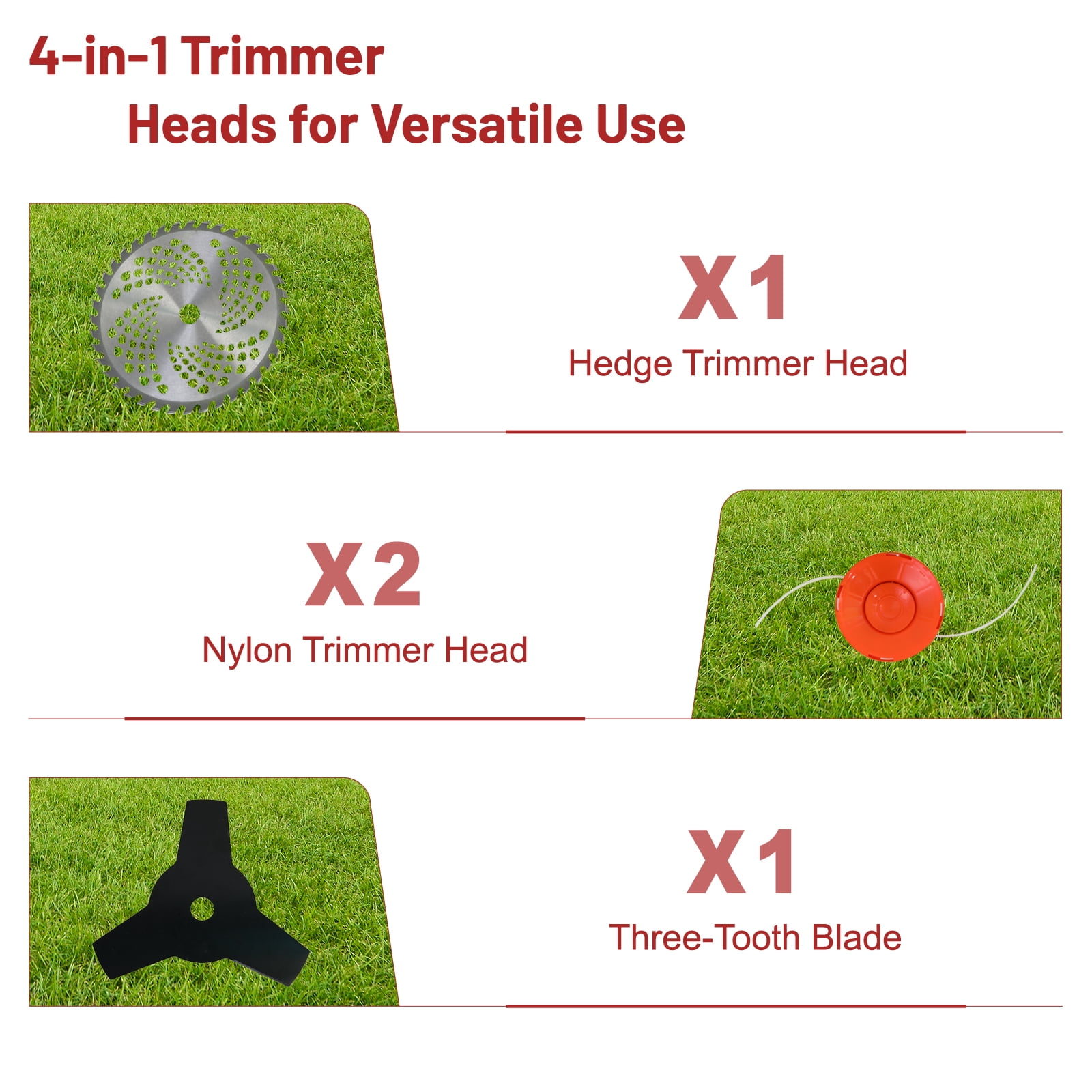 58CC Gas Powered String Trimmer, 4 in 1 Gas Weed Eater with 4 Detachable Heads, 1.75KW Gas Weed Trimmer