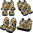 thumbnail image 3 of Uorisanigo Cow Print Sunflowers 10 Pieces Car Accessories Set Soft Elastic Automotive Seat Cover and Steering Wheel Cover and Seat Belt Cover and Water Cup Coaster Keychains Fit Most Car SUV, 3 of 7