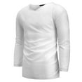 thumbnail image 6 of BADHUB Men's Cotton Linen T Shirts Big & Tall 3/4 Sleeve Lightweight Tee Shirt Solid Color Pull Up Sleeve Summer Tops 2025 White XL, 6 of 8