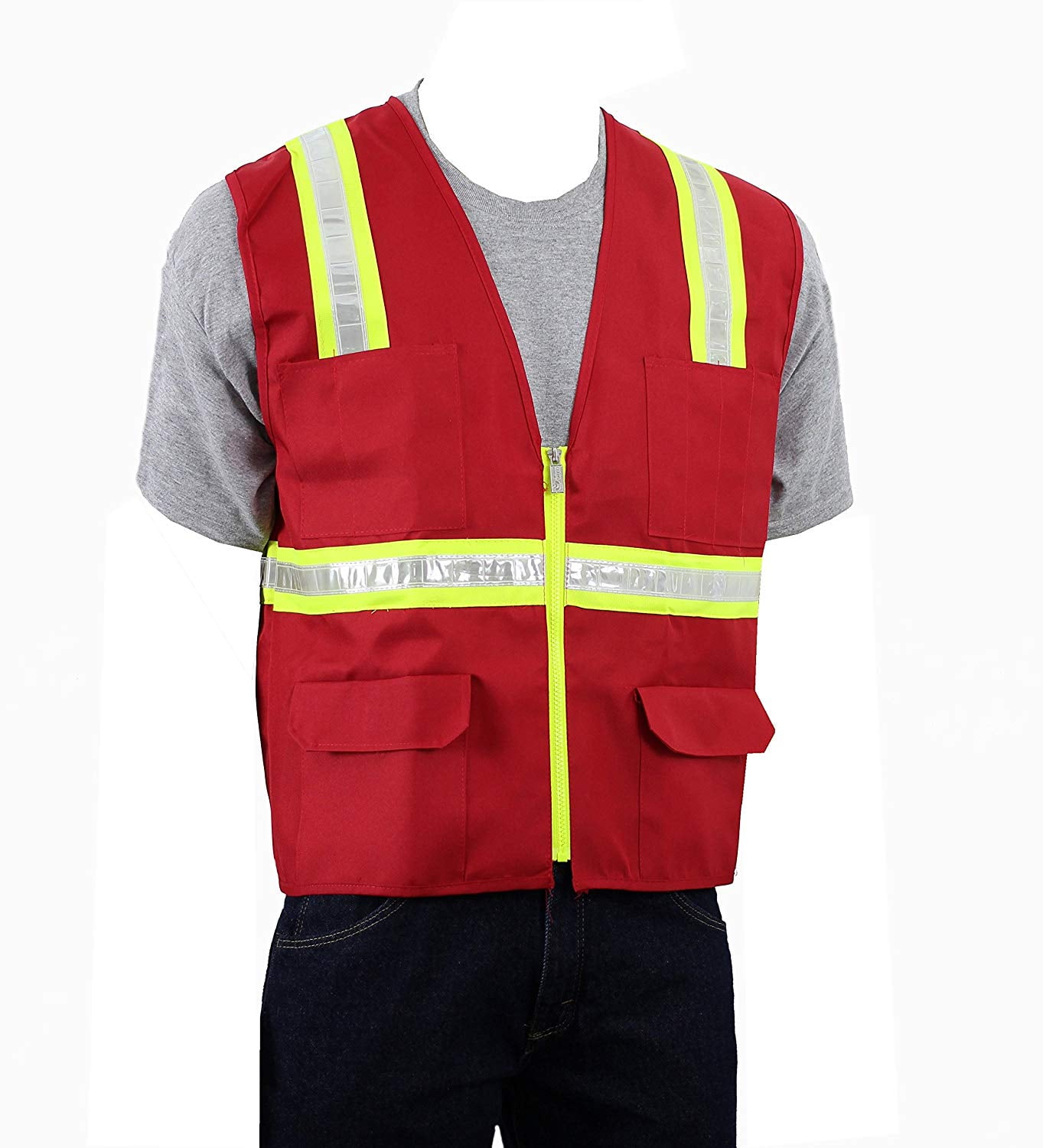 Red Reflective Safety Strap Light Outdoor Night High Visibility Florescent Vest 