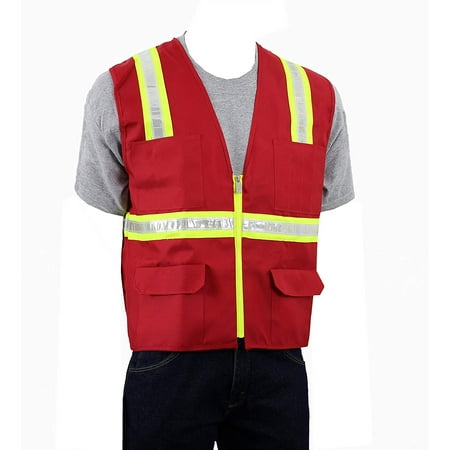 

Safety Depot Red Reflective Safety Vest with Pockets 8038-RD-L